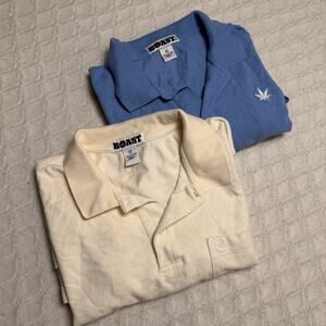 Bundle of 2 BOAST Polo Shirt Blue and beige Leaf Y2K men Size XL